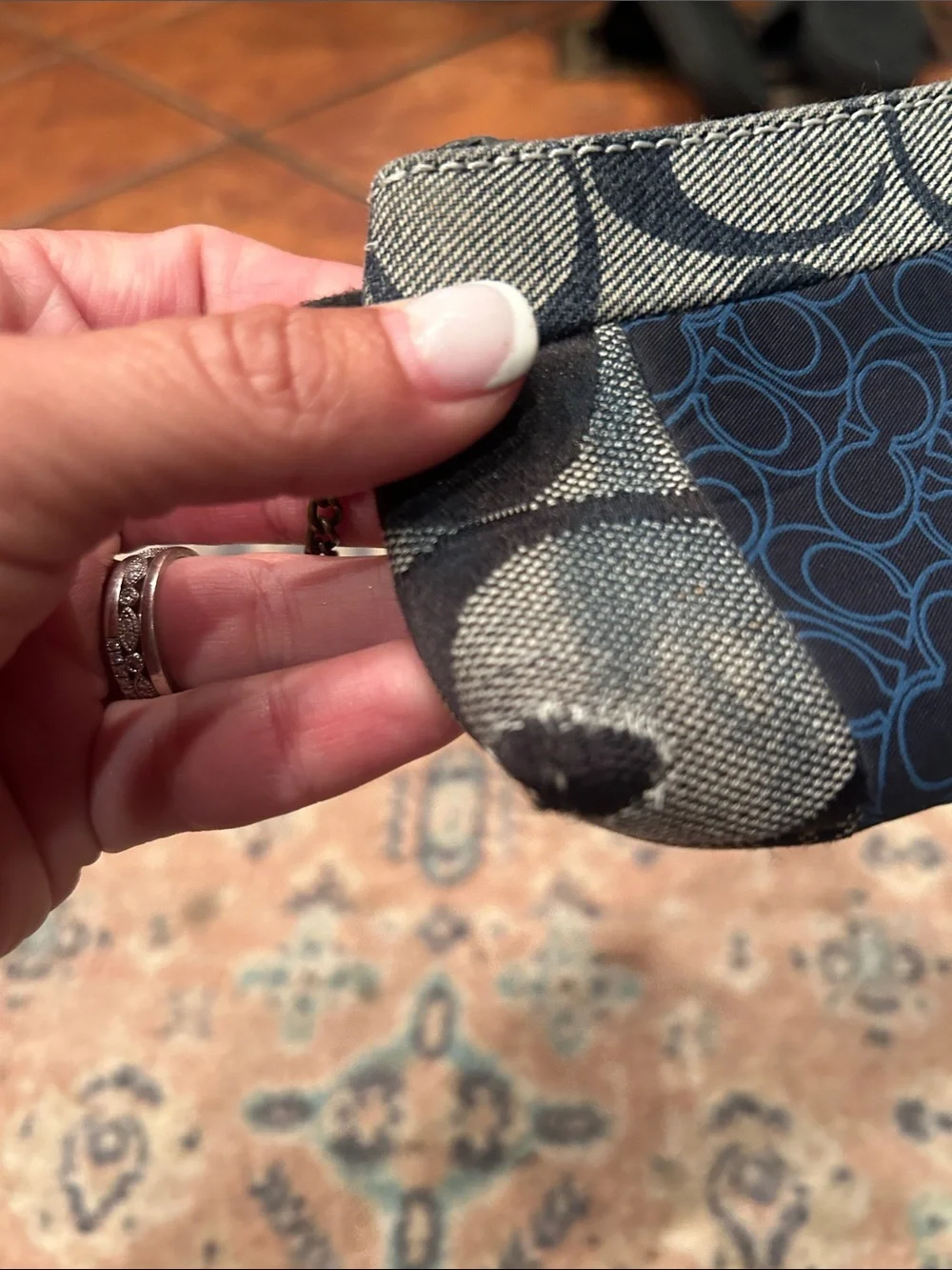 Y2K COACH Navy and Black Patterned Wristlet